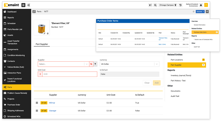 eMaint CMMS interface